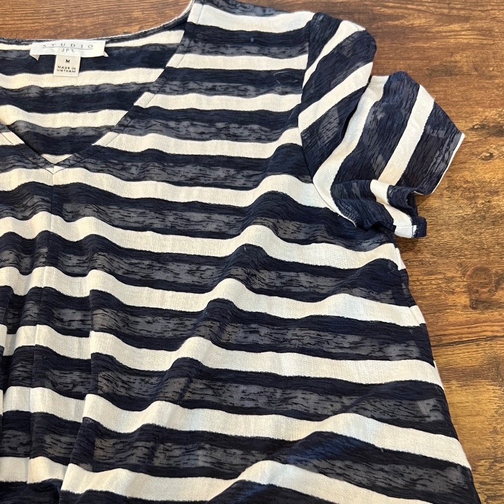 Navy and White Striped Short Sleeve Tee - Picture 4 of 9